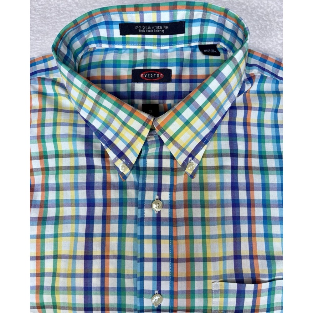 Overton XL‎ multicolor Wrinkle Free Button Down Short Sleeves Pocket